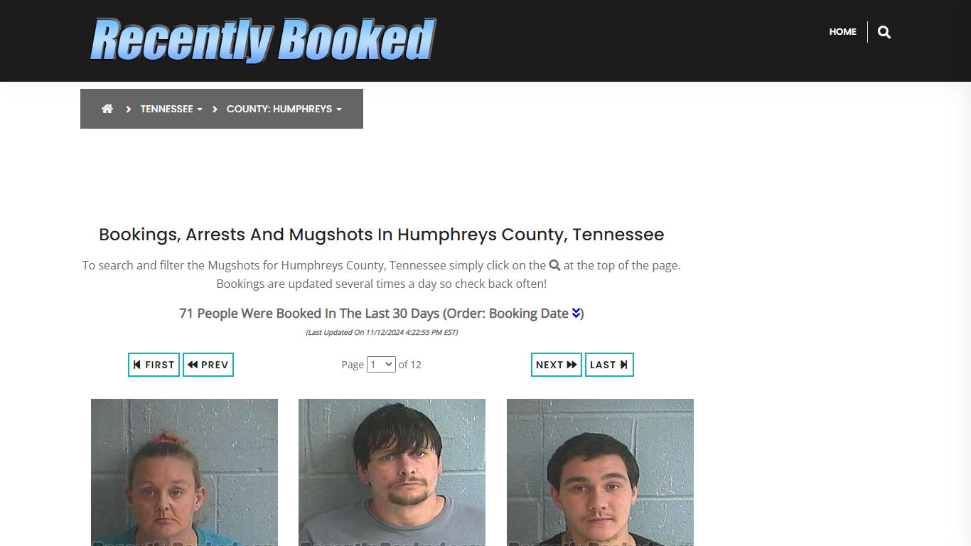 Bookings, Arrests and Mugshots in Humphreys County, Tennessee