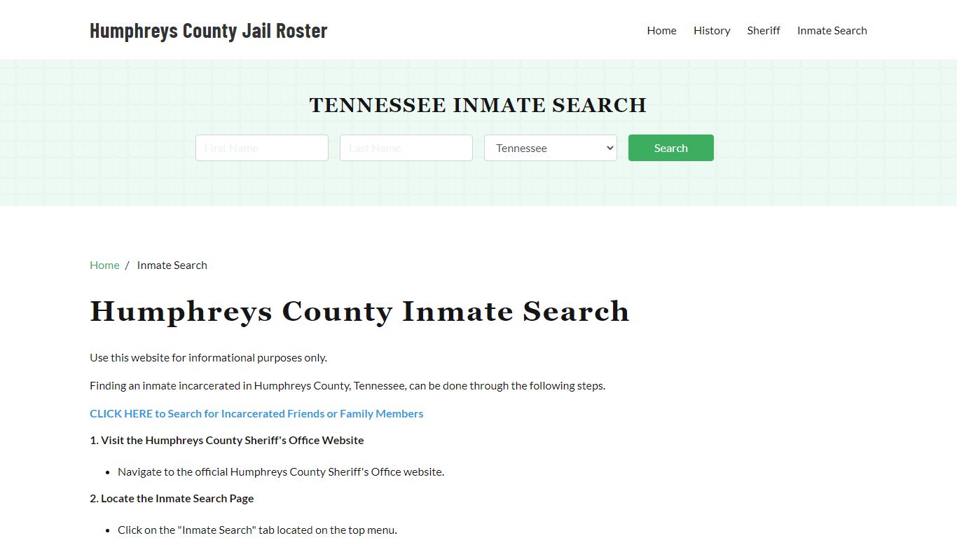 Humphreys County, TN Detainee Lookup