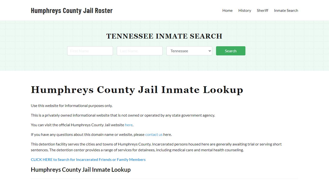 Humphreys County Jail Roster Lookup, TN, Inmate Search